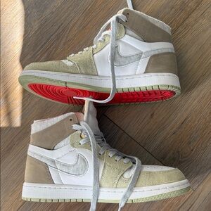 Nike High-Top Sneakers - White, Gray, and Red